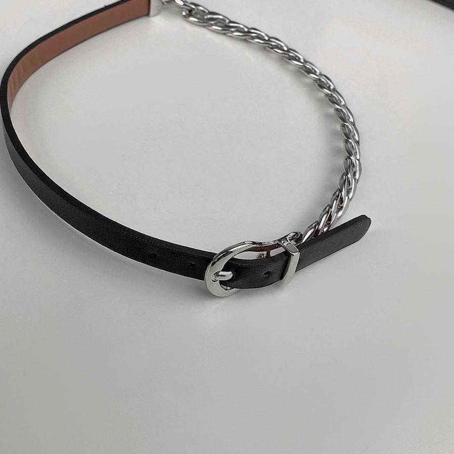 Minimalist Black Leather Buckle Choker – Everyday Versatile Necklace for Women