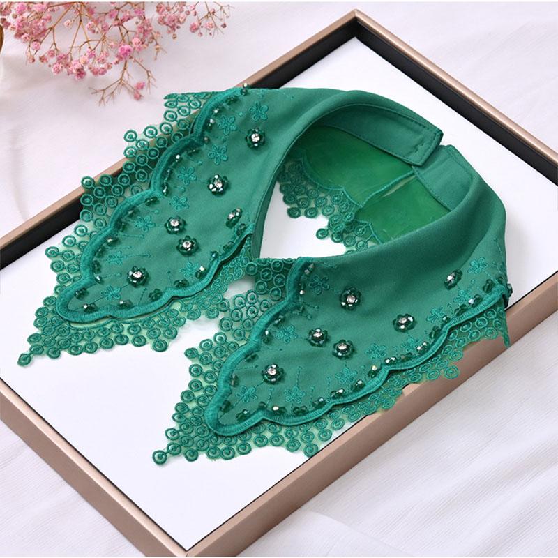 

Мода Новый Кружевной Накладной Воротник Вырез Женский Белый Лацкан Ложные Воротники Женский Бисероплетение Съемный Отстегивающийся Воротник Галстук Искусственный Воротник