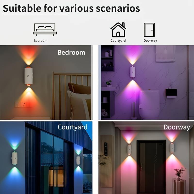 Uppladdningsbar LED-nattlampa med rörelsesensor, RGB-tonad omgivningsljus, Dimbar inomhuslampa, Magnetisk trappbelysning, Lämplig för entré
