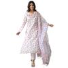 ANNI DESIGNER Women's Cotton Blend Straight Printed Kurta with Pant & Dupatta (Mogri White_XXL_White_XX-Large)