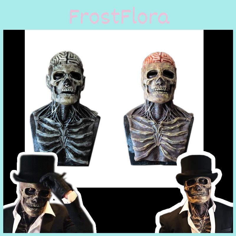 Realistic Skeleton Biochemical Mask For Halloween Parties Full Cover Silicone Design With Hat