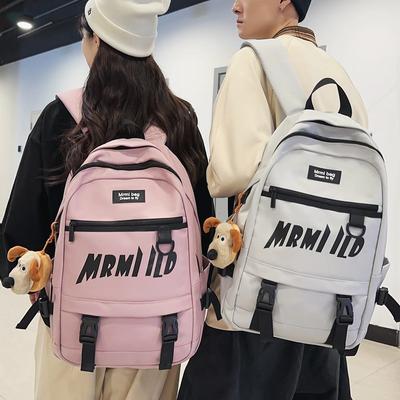 School Bag Female Junior High School College Student Casual Backpack Large Capacity Fashion Simple Alphabet Backpack