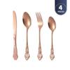 4pcs Gold Stainless Steel Cutlery Set Royal European Spoon Fork And Steak Knife Retro Hollow Design Dinnerware Luxury Tableware