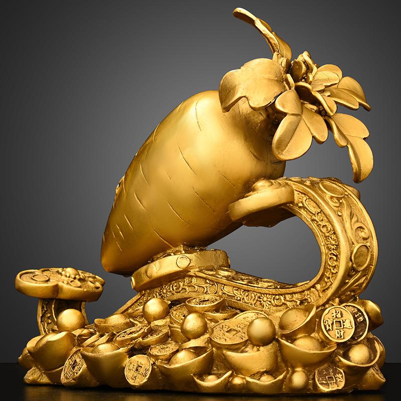 קישוט ראש למזל טוב נחושת טהורה רוیی מטבע יואנבאו מבורך גזר גדול מתנה לחנוכת בית למשרד בית