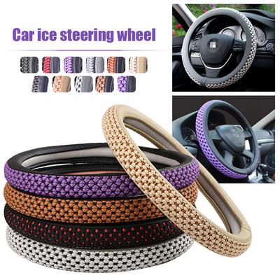 38cm Ice Silk Car Steering Wheel Cover Summer Anti-skid  Breathable Braided Handle Cover Luxury Wear-resistant Car