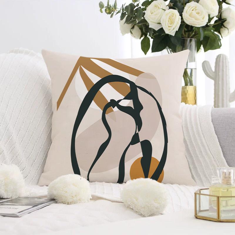 Nordischer abstrakter Kissenbezug für Sofas, moderner schlichter Kurzplüsch-Kissenbezug mit Print.