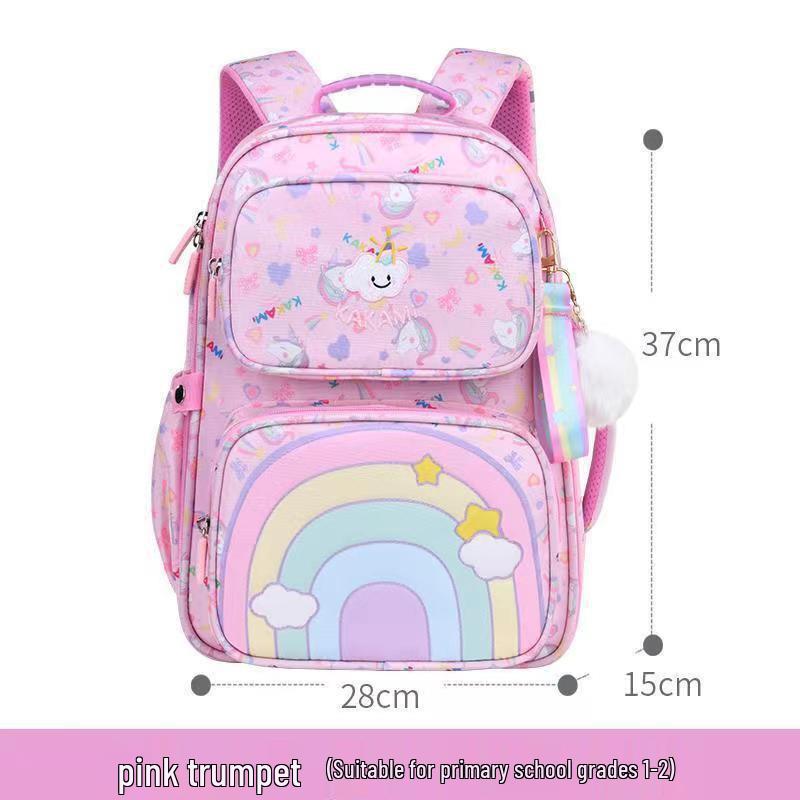 

Princess Rainbow Spine Protection Backpack for Girls Grades 1-4