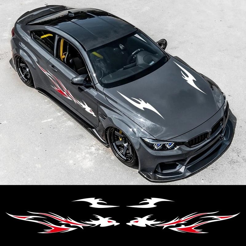 Car Engine Hood Sticker Sports Racing Flame Dragon Totem Car Door Side Vinyl Decal Self-Adhesive Auto Decor Sticker Accessories