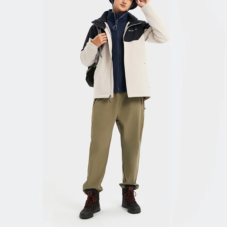 Columbia Color Block Logo Soft Shell Outdoor Waterproof Jacket Unisex Jacket Off-White XE3580-271