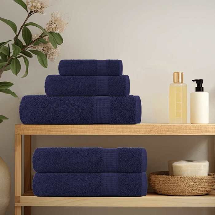 VidaXL Serviettes de toilette 4 pièces FROGN Bleu marine 30 x 30 cm 100 % coton 136777