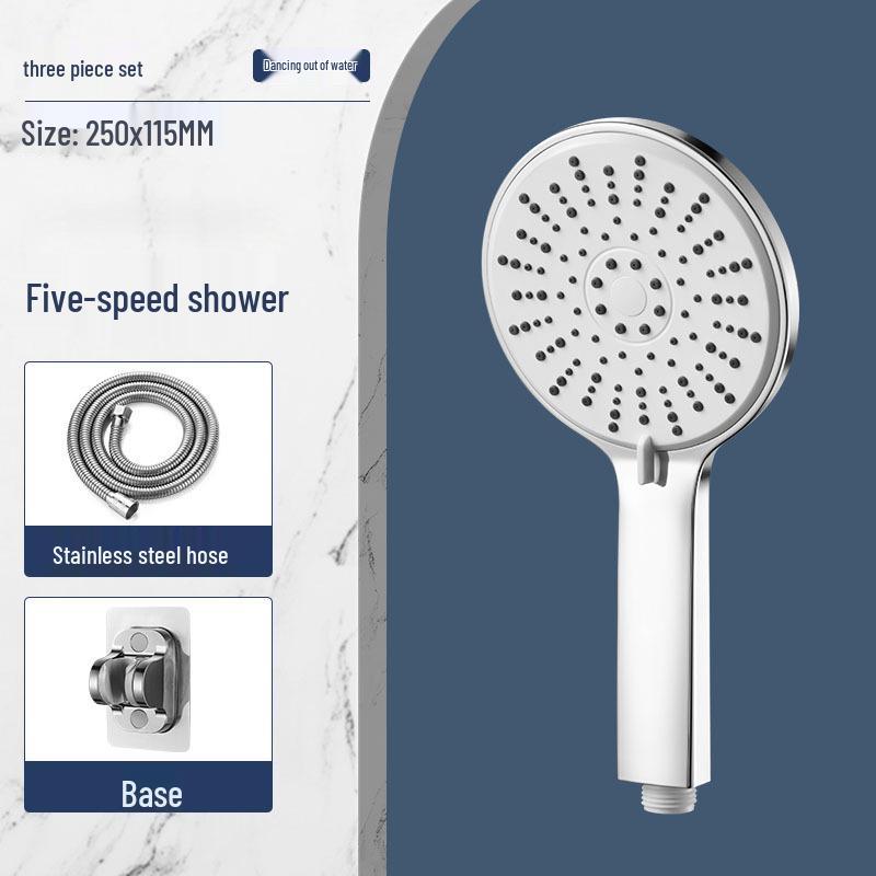 Black Lotus High-Pressure Shower Head with Five Functions and Large Panel