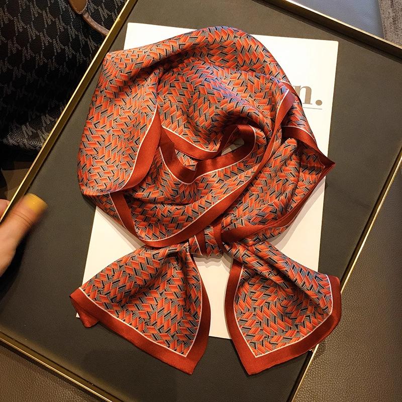 Natural Real Silk Scarf Women Bandana Scarves Wrap Kerchief Mulberry Spring Fashion Luxury High Quality Hijab 14*145Cm
