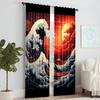 Set Of 2 Versatile Polyester Transparent Curtains Home Decoration Sunset Ocean Waves Japanese Art Use Bedrooms Made Bedroom Decor Window Treatment