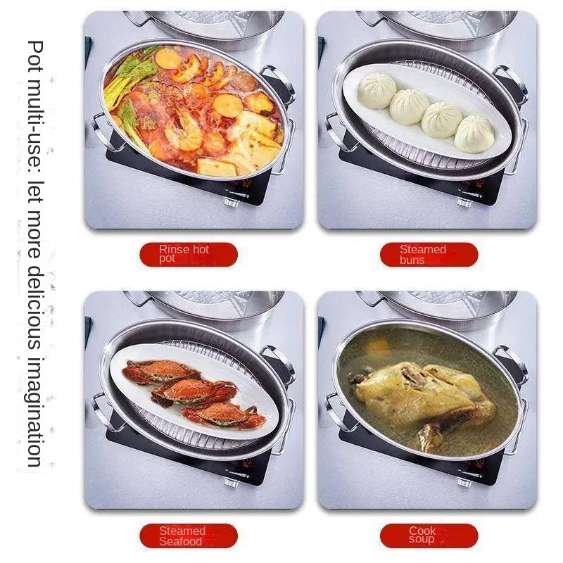 New Oval Shape 410 Stainless Steel Fish Steamer Electric And Induction Cooker Compatible For Home And Commercial Kitchens