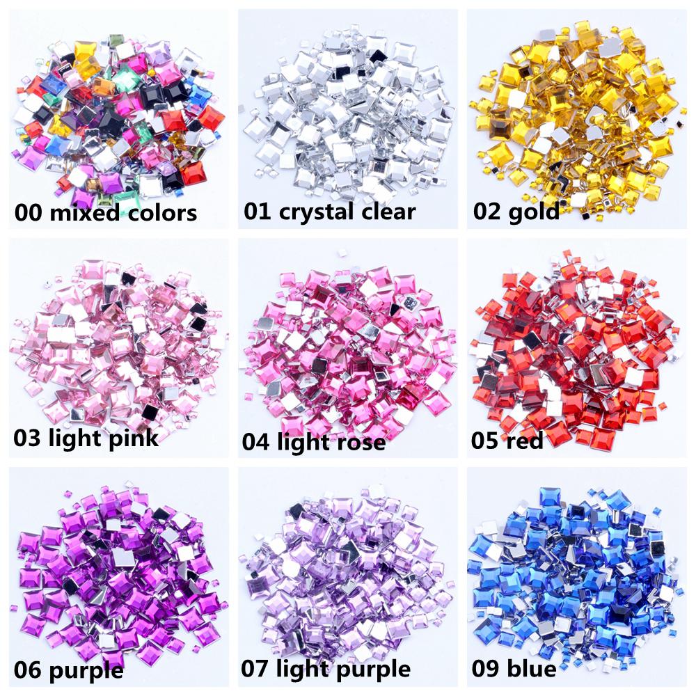 Hot Sale 4mm Acrylic Loose 10000pcs FlatBack Square Gems for Crafts Scrapbooking DIY Bags Clothes Nail Art Decoration