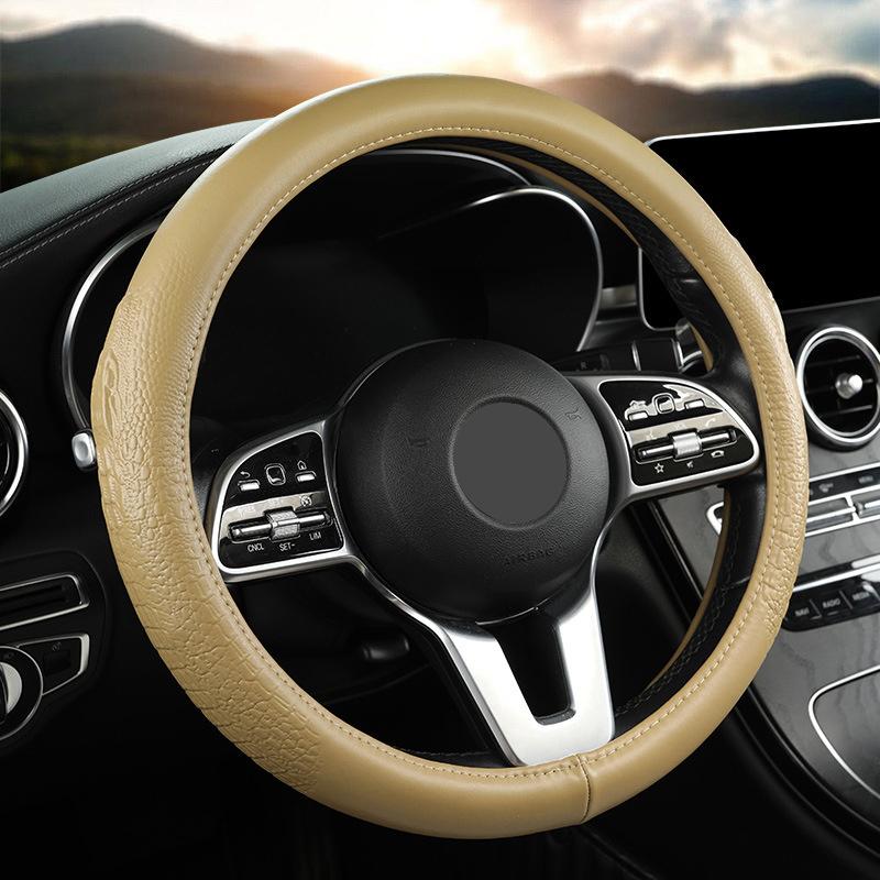 Crocodile Grain Steering Wheel Cover Rear Leather Protective Case Car Steering Wheel Universal Alligator Handle Cover D
