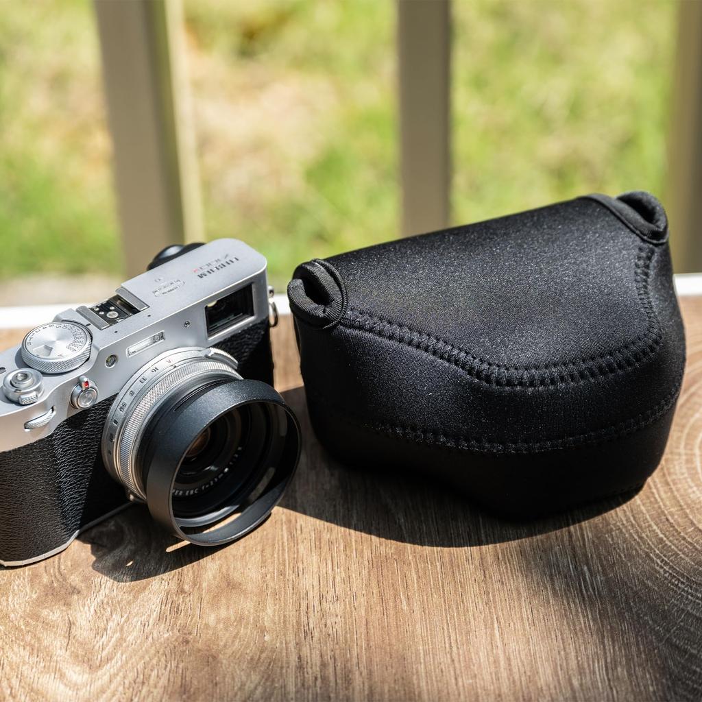 JJC Compact Camera Case/Pouch for Fujifilm X-E5, X100VI, X100V, X100F, X100T, X100S, X100, Compatible with LH-X100 Lens Hood, Includes Strap, Portable
