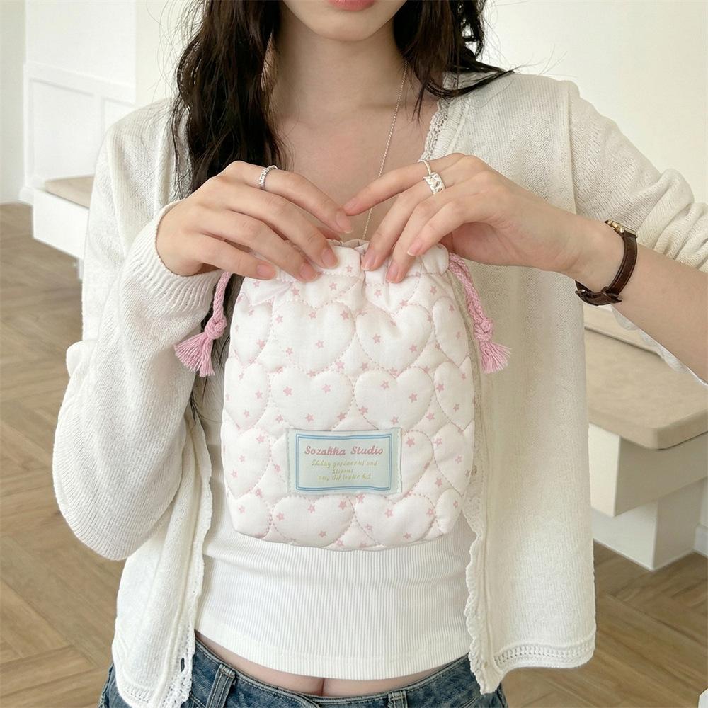 Starry Quilted Drawstring Pouch Camera Storage Bag Portable Soft Purse Organizer for Polaroid and Makeup KTB