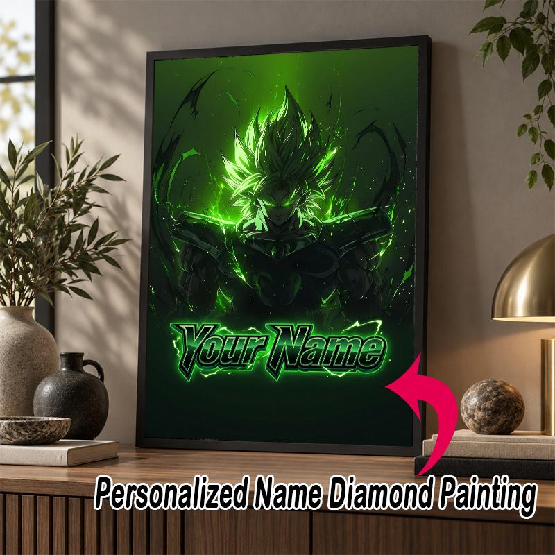 Personalized Broly Diamond Art Custom Name 5D Diamond Painting Full Drill DIY Craft