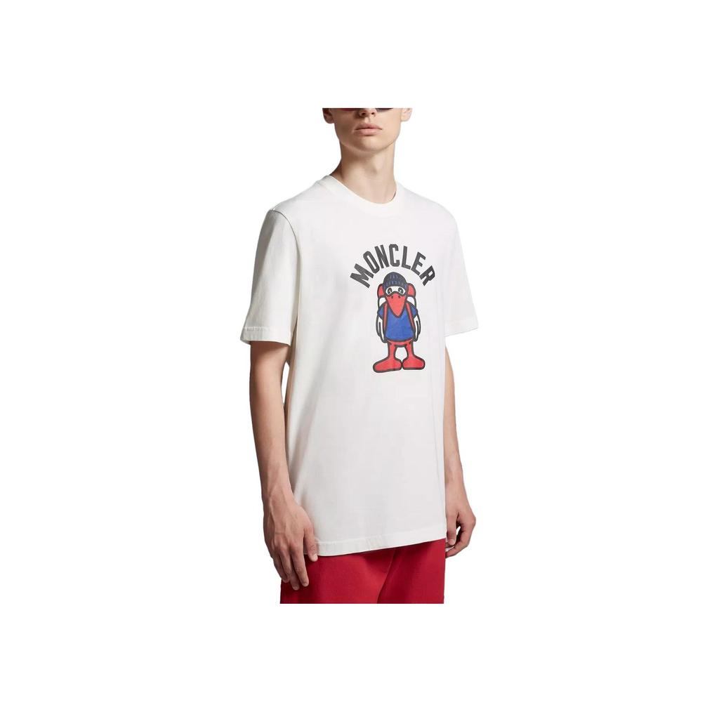 Moncler Motif T-Shirt Round Neck Animal Print Letter Loose Short Sleeve T-Shirt Men T-Shirts White I20918C000588390T032