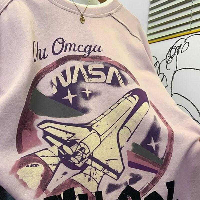 Sweatshirt for Women Oversize Loose Round Neck Casual PrintedPullover Long Sleeve Winter Sweatshirt Top