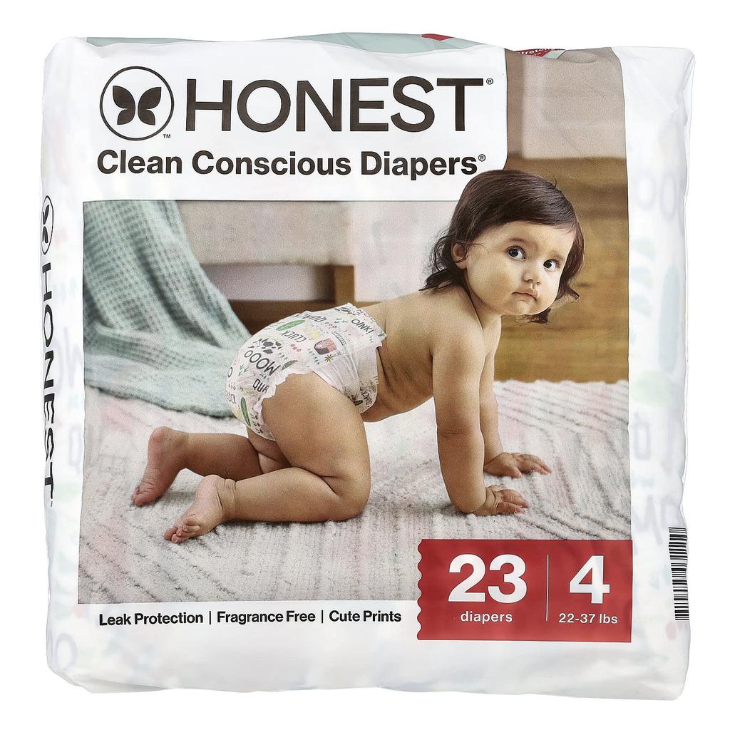The Honest Company, Clean Conscious Diapers™, Size 4, 22-37 lbs, Tie Dye, 23-Count Diapers