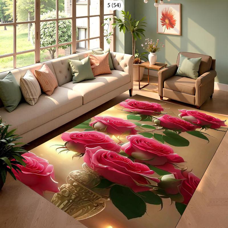

Vintage Pink Rose Floral Area Rug Floor Mat Door Mat Entrance Mat for Home Decoration Living Room Carpet 40x60cm
