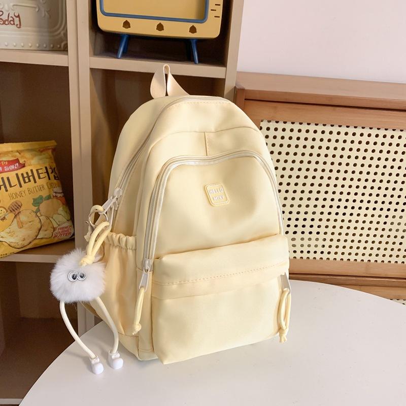 Schoolbag New Student Schoolbag Girls Junior High School Fashion Simple Large Capacity Backpack Solid Color Outdoor Commuter Travel Backpack