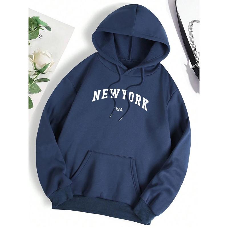 Letter Graphic Sweatshirt Men Women Loose Fleece Hoodie Pullover Hoodies Crewneck Pocket Clothes Couple Hoodies & Sweatshirts Unisex