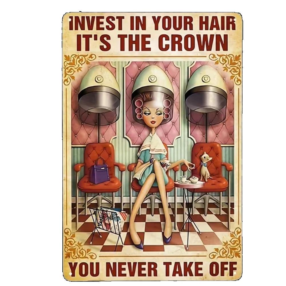 

Салон 1PC Парикмахерская Жизнь Слишком Коротка, Чтобы Иметь Скучные Волосы Металлическая Вывеска Бар Кафе Настенный Декор Домашний Декор Художественный Плакат Ретро Плакат 20x30cm