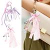 Cute Bag Charm Pendant Keyring Bowknot Heart Braided Rope Keychain Bag Charm for Backpack Purse Handbag Decoration