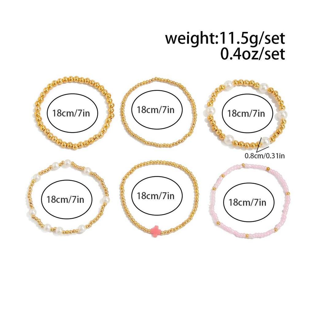 Salircon 4 Styles Punk Vintage Cross Imitation Pearl Bracelets Woman Luxury Gold Color CCB Beaded Bangles Pulseras Mujer Jewelry