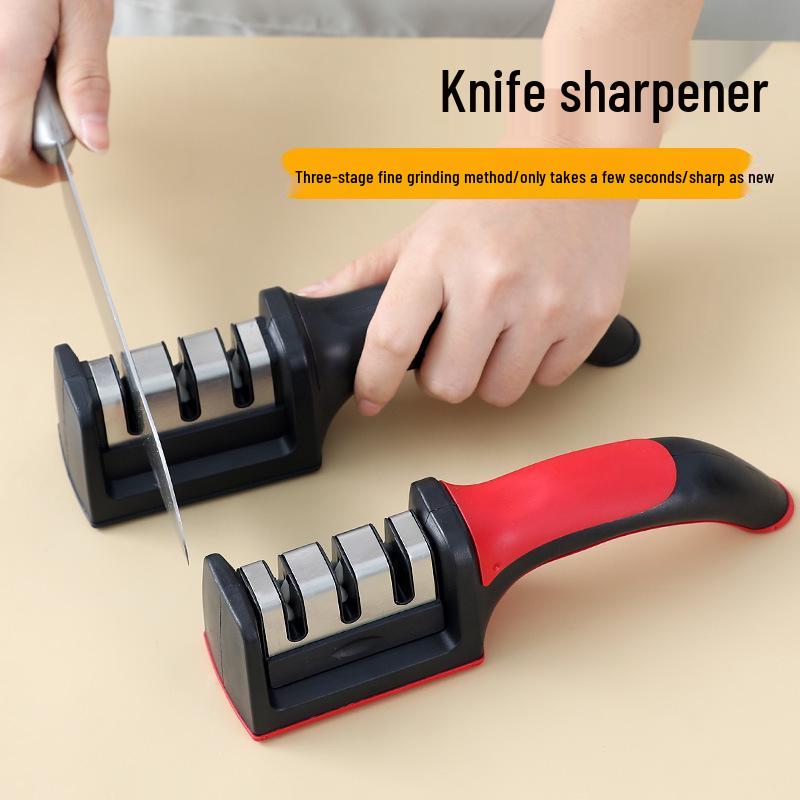 Four-Stage Multifunctional Knife Sharpener with Stone Rod for Household Use