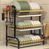 1 Set Premium Carbon Steel 3-Tier Dish Rack with Drainboard - Large Capacity Kitchen Organizer for Dishes, Utensils, Cutlery & Chopping Board Storage