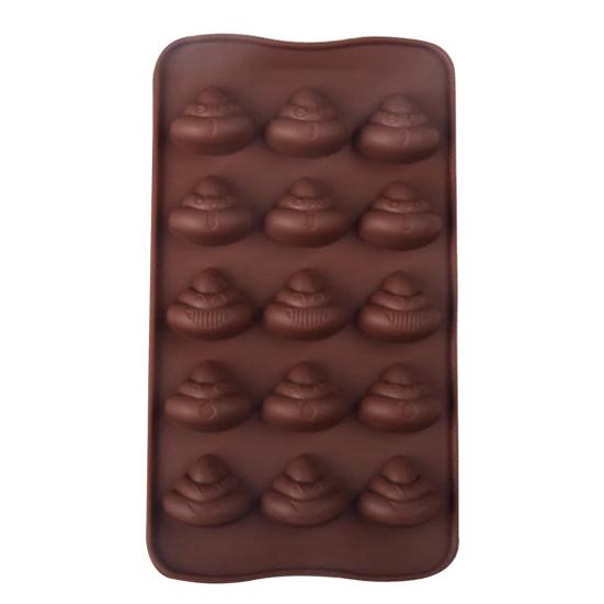 Silicone Molds for Cake Toppers Funny Poop Chocolate Mold, 15 Cavity Baking Tray, Non-stick Heat DIY Fondant Decorating Tools Resistant Dessert