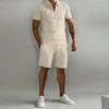Letní pánský módní trend Fitness Sportovní volný oblek s krátkým rukávem a šortkami Pánské ležérní jednobarevné POLO tričko