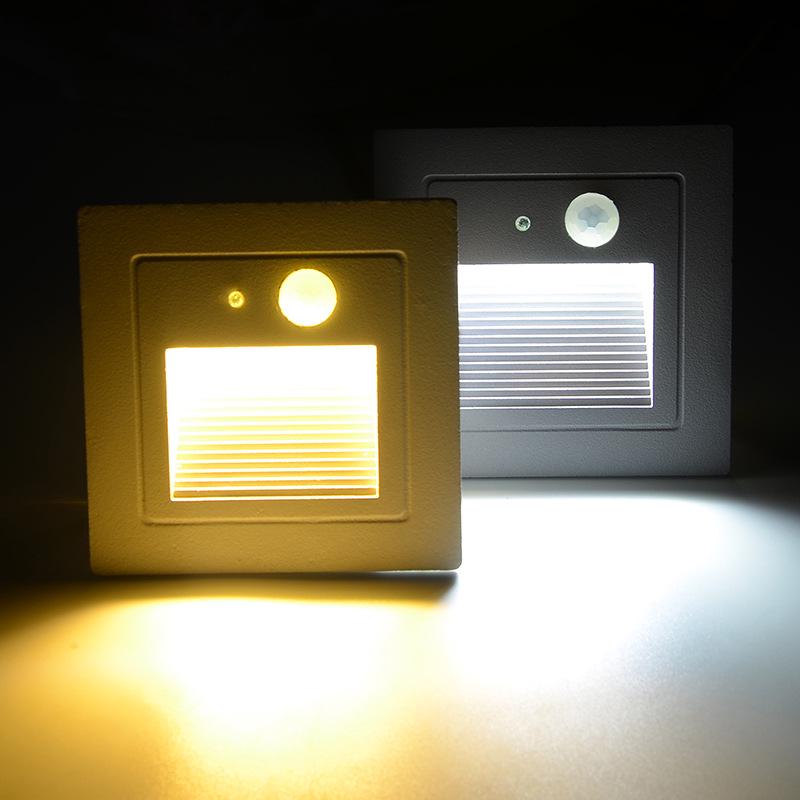 Outdoor LED Motion Sensor Step Light, Waterproof Recessed Aluminum Plinth Light