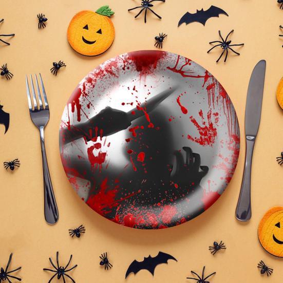 Ensemble De Vaisselle De Fête D'Halloween, Assiettes En Papier Gobelets Et Serviettes Jetables Sur~p145306871