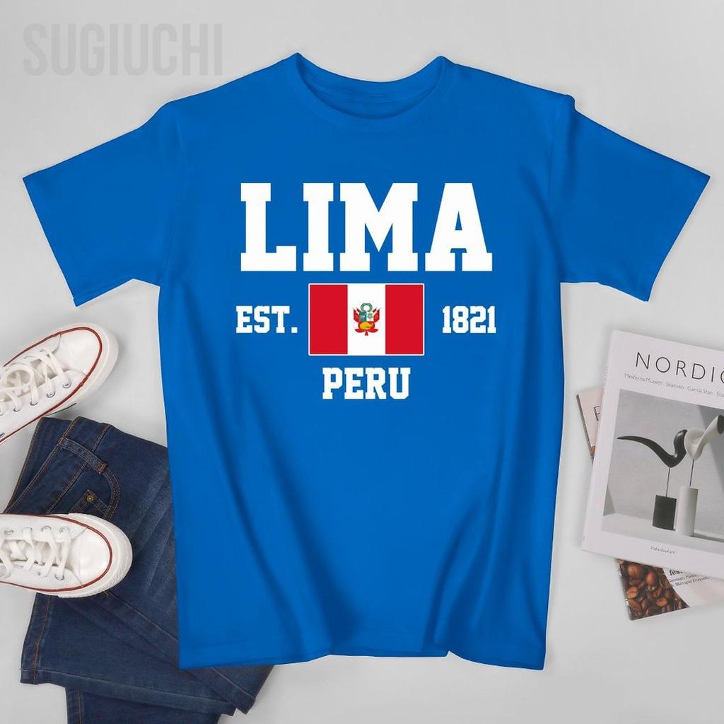 Flag Of Peru Est1821 Lima Unisex Tshirt Tees Tshirt Oneck T Shirts Unisex Boys Clothing 100 Cotton