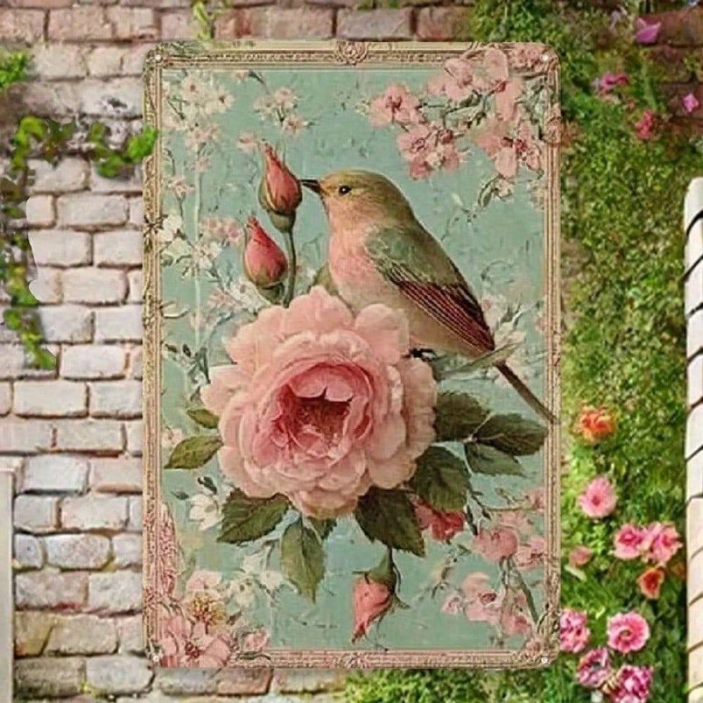 Metal Rooster Sign Vintage Farmhouse Decor Rustic Chicken Coop Art 20x30 cm