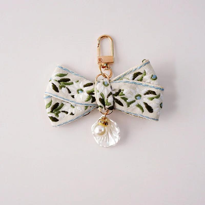 1pc Wallets Decor New Keychain Fashion Leaf Pattern Elegant Bag Charms Keyrings Fabric