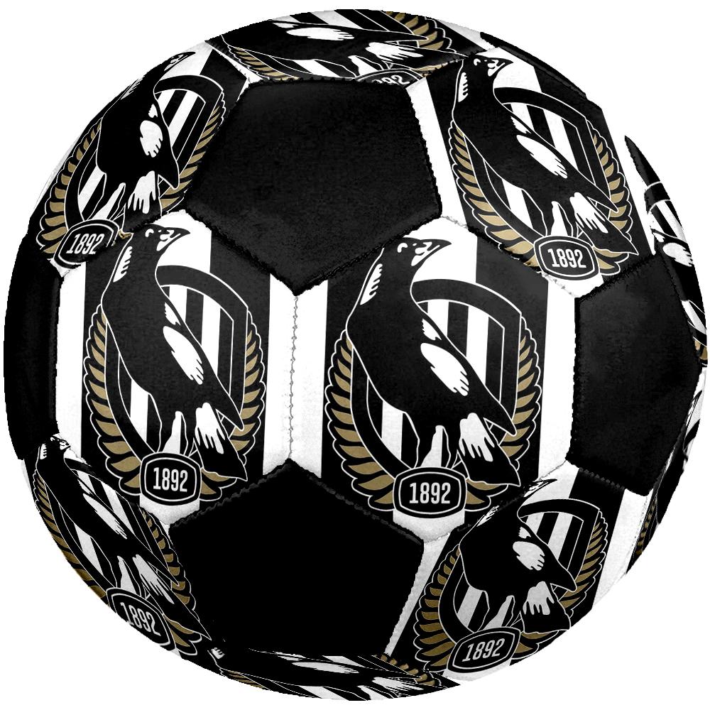 SIZE 5 Collingwood Magpies Soccer Ball Colorful All Ages Machine Stitched PVC Competition Ready Durable High-Bounce