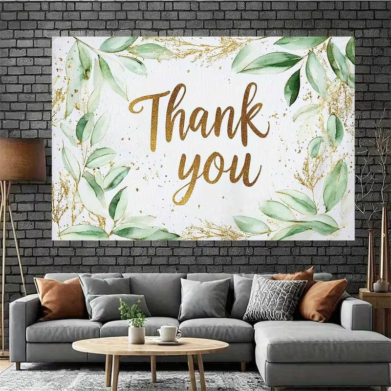 2D Greenery Thank You Backdrop Wedding & Bridal Shower Photography Background