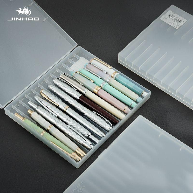JINHAO 12-Grid Plastic Fountain Pen Display Storage Organizer Box for Pencil Case for HONGDIAN MAJOHN School Supplies Stationery