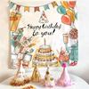 Three layer Cake Birthday Tapestry Wall Hanging Home Decor for Bedroom Living Room Dorm Gift Happy Birthday Aesthetic