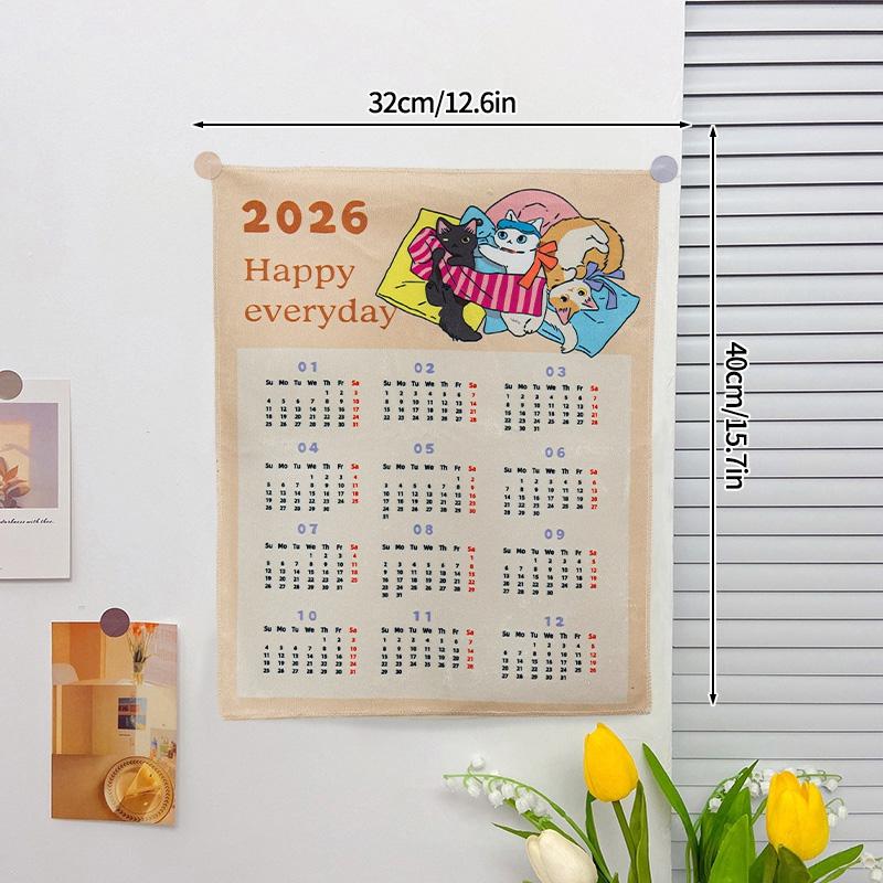 2026 New Year's Eve Wallpaper Calendar Girl's Bedroom Decoration Tapestry Askaton Calendar Wallpaper