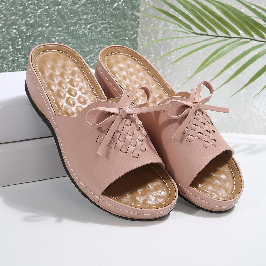 Fish Mouth Open Toe Flip-flops Women's Non-slip Wedge Comfortable Plus Size Slippers