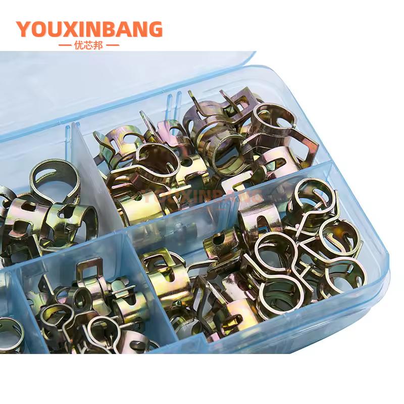75PCS Boxed Clamps Color Zinc Plated Elastic Clamps M6M7M8M9M10 Pipe Clamp Ring Set