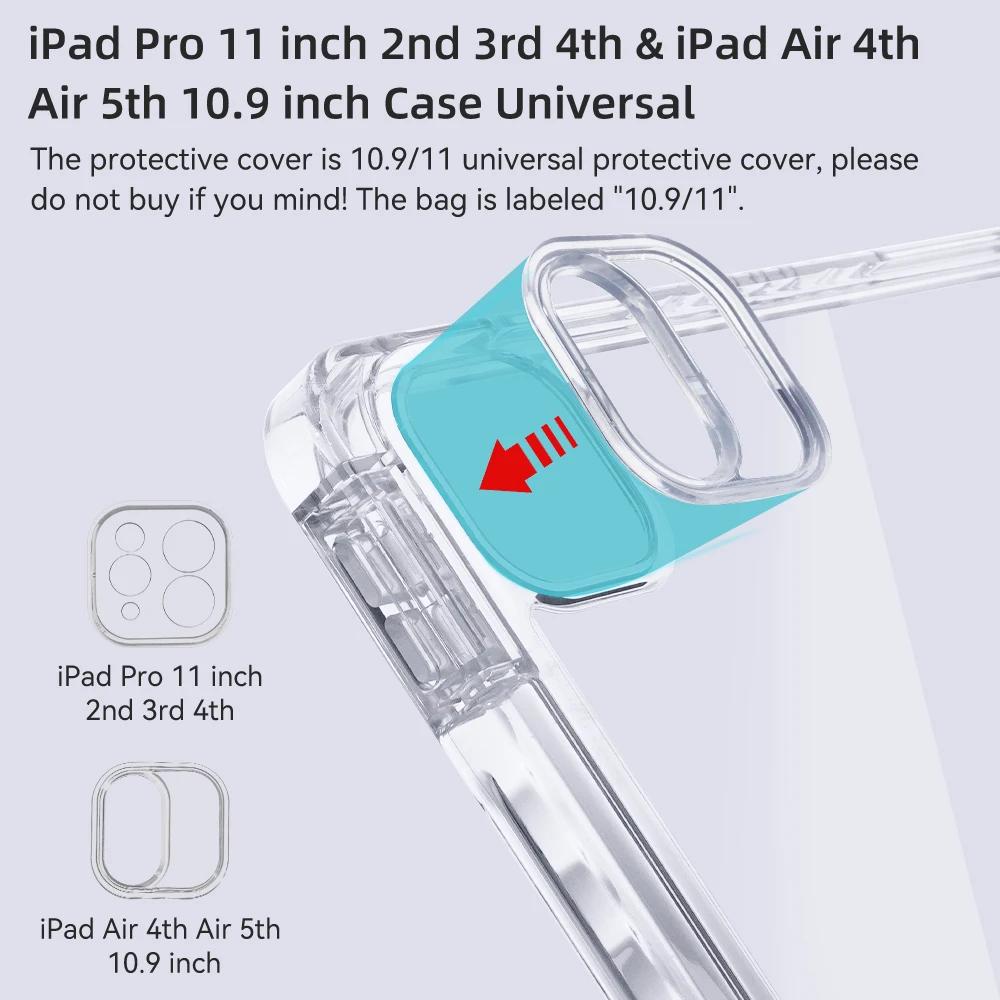 For iPad Case iPad Pro 13/11 M4 Air 11/13 M2 for 10th Gen Pro 12.9/11 Air 4/5th mini 6 Cover Y-bracket Acrylic Transparent