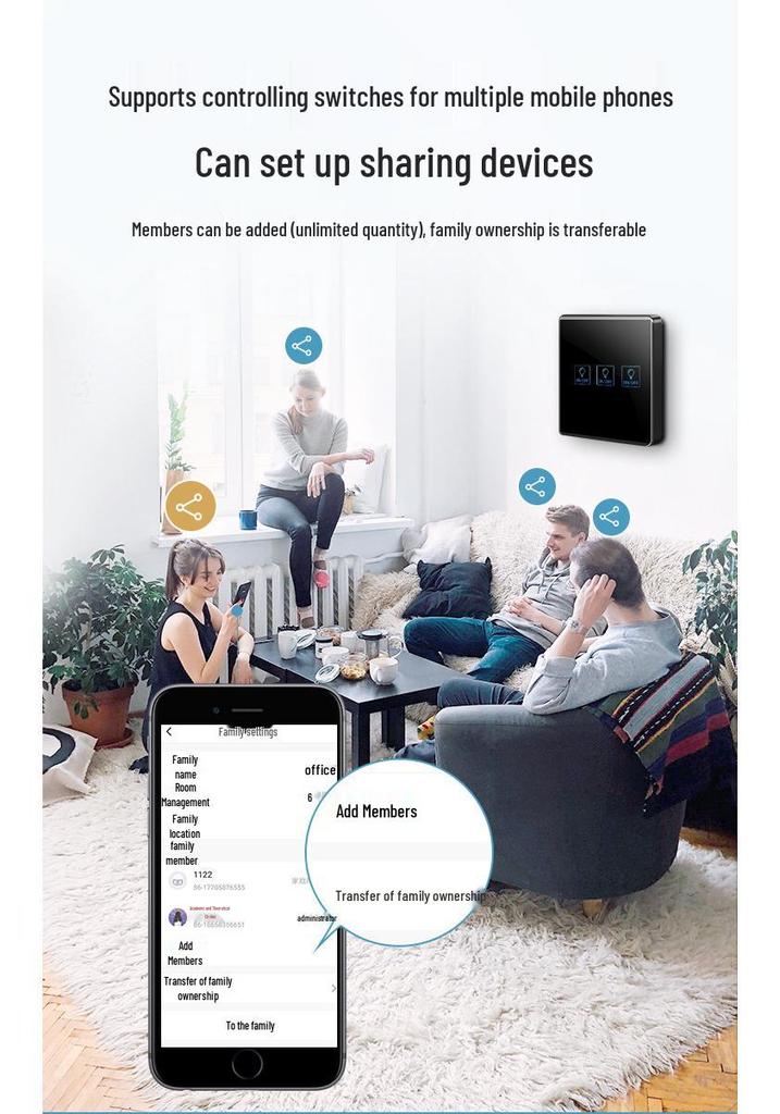 Zhengshang C4 Smart WiFi Graffiti Switch with Voice Control for Alexa/Google, EU Standard